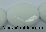 CPB342 15 inches 30*40mm faceted oval white porcelain beads