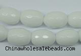 CPB355 15 inches 8*12mm faceted drum white porcelain beads wholesale