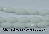 CPB357 15 inches 6*12mm faceted rice white porcelain beads wholesale