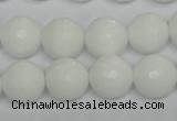 CPB36 15.5 inches 14mm faceted round white porcelain beads wholesale