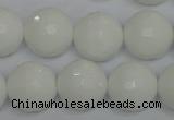 CPB37 15.5 inches 16mm faceted round white porcelain beads wholesale