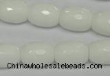 CPB42 15.5 inches 12*16mm faceted drum white porcelain beads