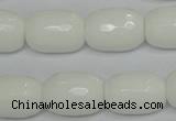 CPB43 15.5 inches 13*18mm faceted drum white porcelain beads