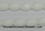 CPB46 15.5 inches 10*14mm faceted rice white porcelain beads