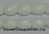 CPB47 15.5 inches 12*16mm faceted rice white porcelain beads