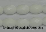 CPB47 15.5 inches 12*16mm faceted rice white porcelain beads