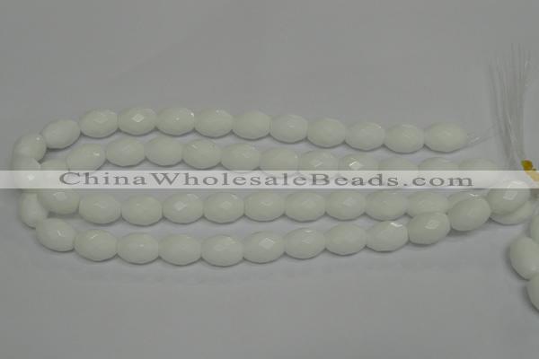 CPB47 15.5 inches 12*16mm faceted rice white porcelain beads