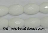 CPB48 15.5 inches 13*18mm faceted rice white porcelain beads