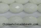 CPB49 15.5 inches 15*20mm faceted rice white porcelain beads