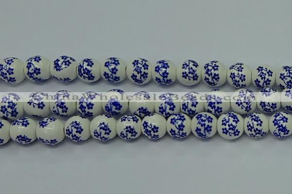 CPB504 15.5 inches 12mm round Painted porcelain beads