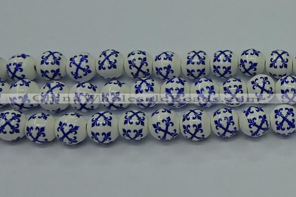 CPB523 15.5 inches 10mm round Painted porcelain beads