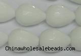 CPB54 15.5 inches 15*20mm faceted teardrop white porcelain beads