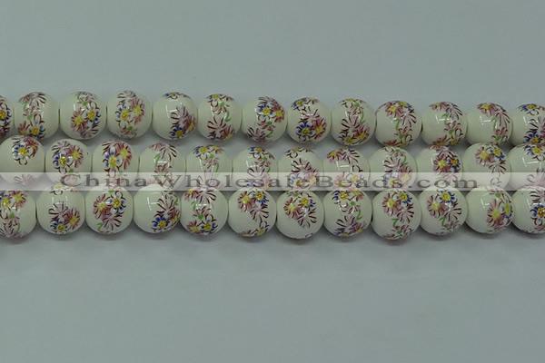 CPB572 15.5 inches 8mm round Painted porcelain beads