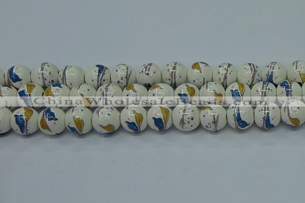 CPB594 15.5 inches 12mm round Painted porcelain beads