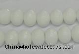 CPB60 15.5 inches 8*12mm faceted rondelle white porcelain beads
