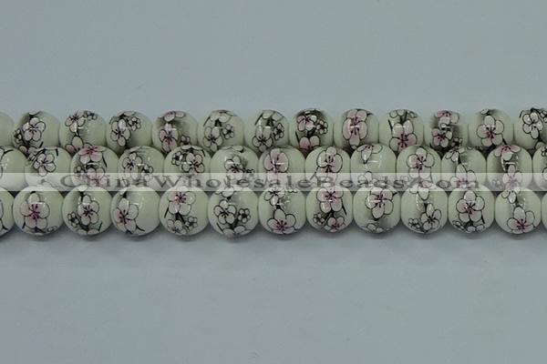 CPB602 15.5 inches 8mm round Painted porcelain beads