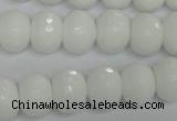 CPB61 15.5 inches 10*14mm faceted rondelle white porcelain beads