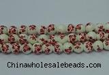 CPB612 15.5 inches 8mm round Painted porcelain beads