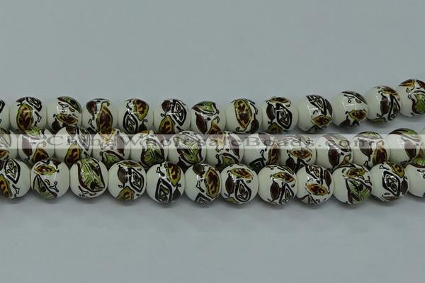 CPB641 15.5 inches 6mm round Painted porcelain beads