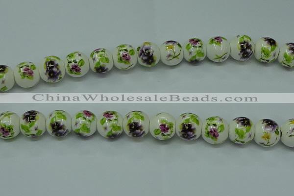 CPB663 15.5 inches 10mm round Painted porcelain beads