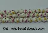 CPB692 15.5 inches 8mm round Painted porcelain beads