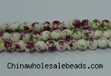 CPB701 15.5 inches 6mm round Painted porcelain beads