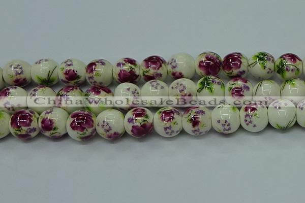 CPB703 15.5 inches 10mm round Painted porcelain beads