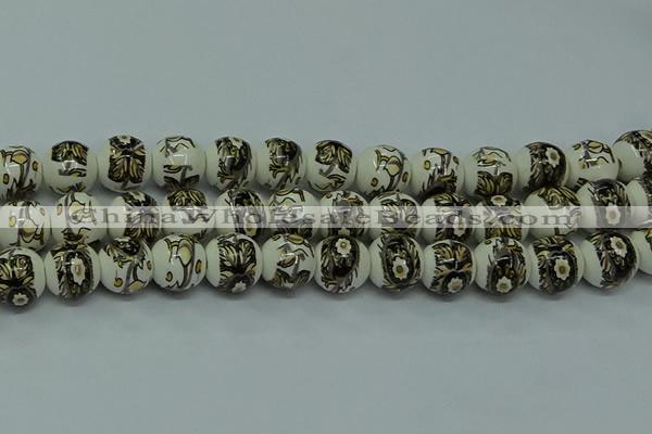 CPB714 15.5 inches 12mm round Painted porcelain beads