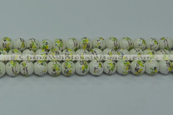 CPB725 15.5 inches 14mm round Painted porcelain beads