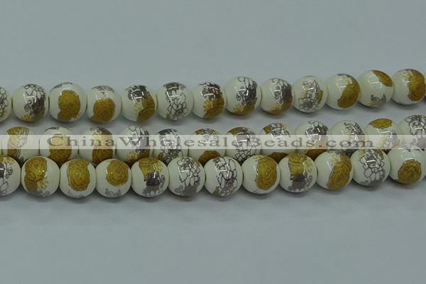 CPB751 15.5 inches 6mm round Painted porcelain beads