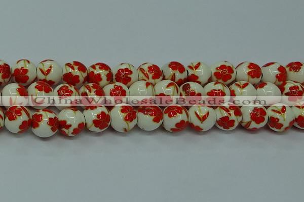 CPB762 15.5 inches 8mm round Painted porcelain beads