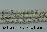CPB772 15.5 inches 8mm round Painted porcelain beads