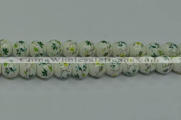 CPB784 15.5 inches 12mm round Painted porcelain beads