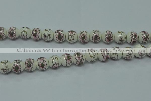 CPB792 15.5 inches 8mm round Painted porcelain beads