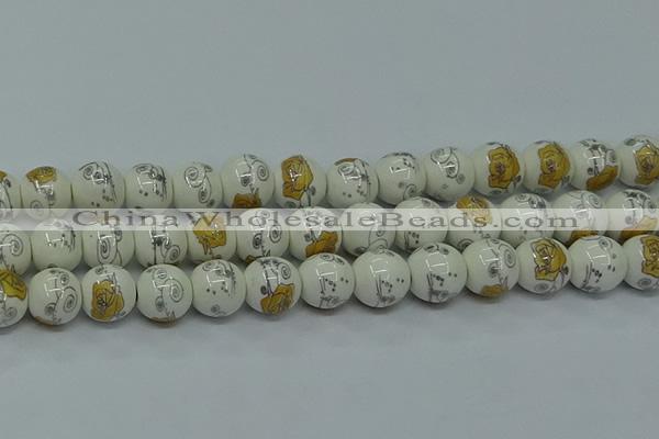 CPB803 15.5 inches 10mm round Painted porcelain beads