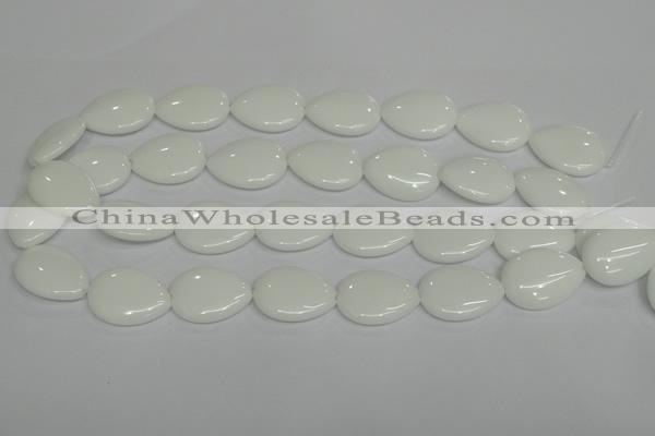 CPB92 15.5 inches 18*25mm flat teardrop white porcelain beads wholesale