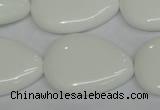 CPB93 15.5 inches 20*30mm flat teardrop white porcelain beads wholesale