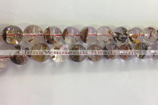 CPC655 15.5 inches 14mm round yellow phantom quartz beads
