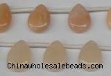 CPE22 Top-drilled 12*16mm flat teardrop peach stone beads wholesale