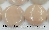 CPI10 15.5 inches 25mm flat round pink aventurine jade beads wholesale