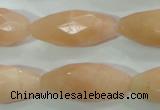 CPI100 15.5 inches 13*30mm faceted rice pink aventurine jade beads