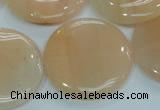 CPI103 15.5 inches 30mm flat round pink aventurine jade beads