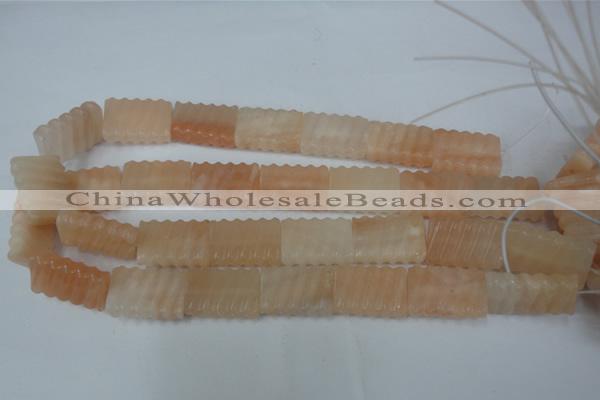 CPI155 15.5 inches 18*25mm carved rectangle pink aventurine jade beads