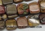 CPJ06 15.5 inches 14*14mm square picasso jasper beads wholesale