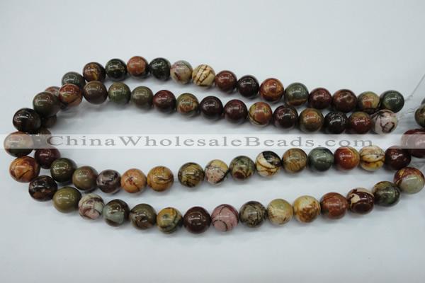 CPJ155 15.5 inches 12mm round picasso jasper gemstone beads