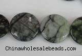 CPJ216 15.5 inches 20mm flat round green picasso jasper beads