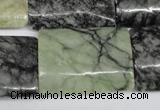 CPJ239 15.5 inches 22*30mm flat tube green picasso jasper beads