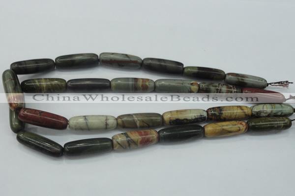 CPJ25 15.5 inches 10*30mm cylinder picasso jasper beads wholesale