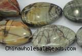 CPJ30 15.5 inches 22*30mm flat teardrop picasso jasper beads wholesale