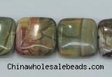 CPJ32 15.5 inches 20*20mm square picasso jasper beads wholesale